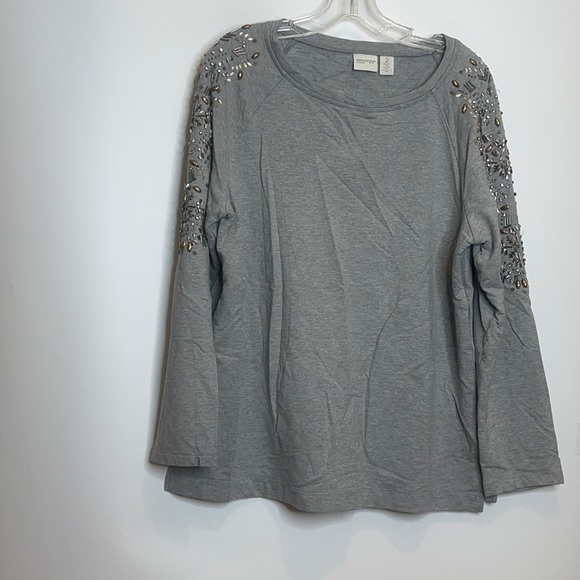 Zenergy by Chicos Gray Top Chico Size 2 L Large 12 - Picture 1 of 7